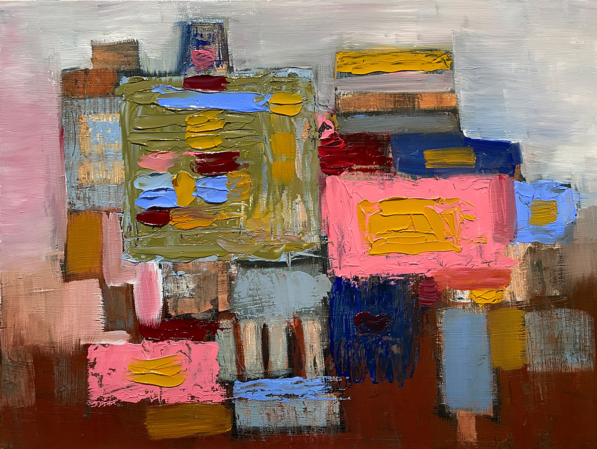 Townhouse abstact artwork. Oil on canvas.